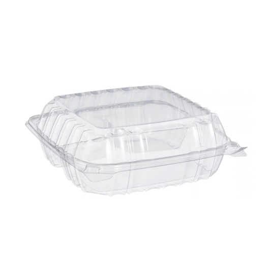 Dart 8.3 Inch Clear Plastic Square 3 Compartment Hinged Takeout Container