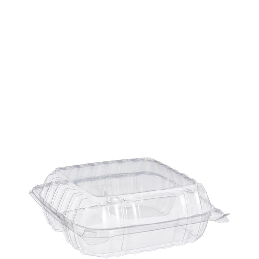 Dart C90PST3 ClearSeal 3 Compartment Hinged Plastic Container with Lid 8 5/16" x 8 5/16" x 3"