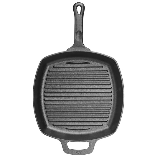Winco CAGP-10S Square, Pre-Seasoned, Cast Iron Induction Grill Pan