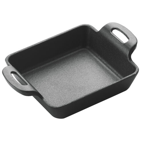 Winco CASM-4S 10 Oz Square Matte Black Enamel Mini Cast Iron Server
