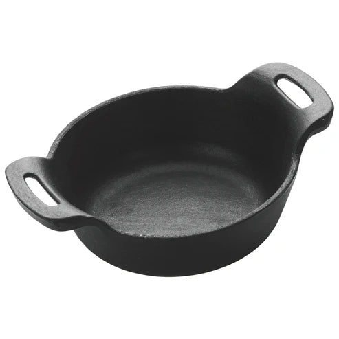 Winco CASM-5R 12 Oz, 5-1/8" Round, Matte Black Mini Cast Iron Serve