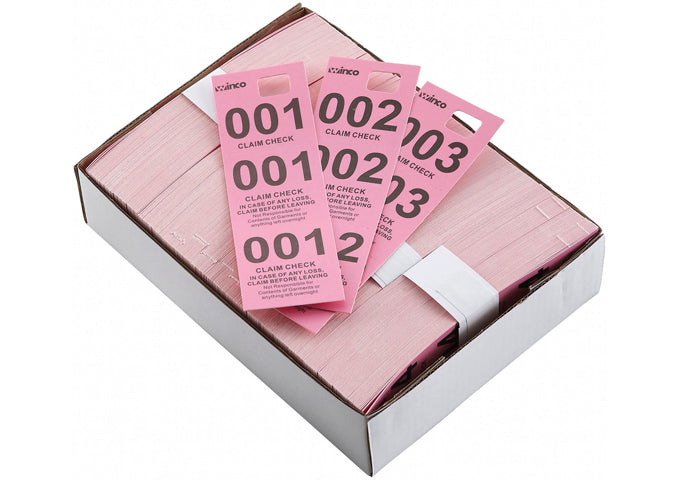 Winco CCK-5BL to CCK-5YL 500pcs/box Blue, Pink, White and Yellow Coat Check Tickets