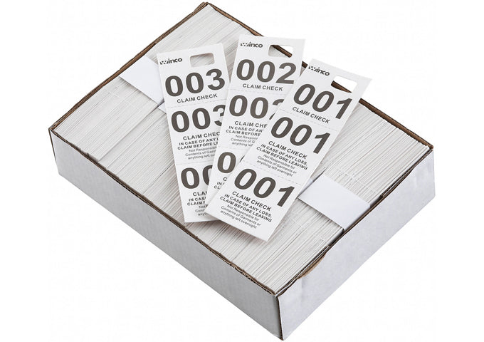 Winco CCK-5BL to CCK-5YL 500pcs/box Blue, Pink, White and Yellow Coat Check Tickets