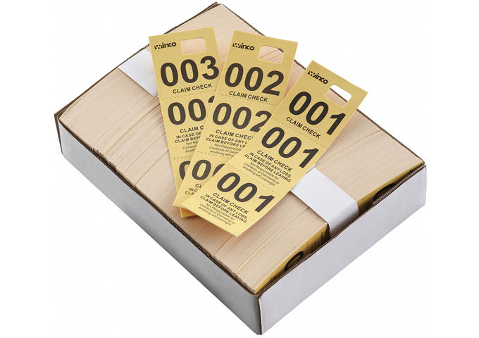Winco CCK-5BL to CCK-5YL 500pcs/box Blue, Pink, White and Yellow Coat Check Tickets
