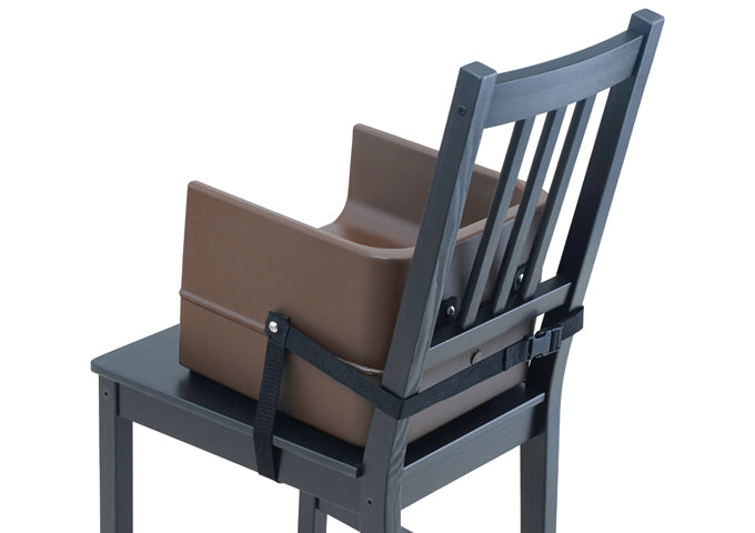 Winco CHB-1P/CHB-1PK 3-Way Strap Single-Sided Brown & Black Plastic Booster Seat