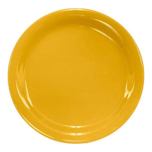 Thunder Group Narrow Rim Plate 12/Pcs embodies the look of ceramic tableware but is much more durable and affordable. This narrow rim round plate is of shatter resistant quality. It is constructed out of a heavy-duty commercial weight melamine, surpassing the restaurant and health safety standards. The plain design with a narrow rim and saturated yellow color make this melamine plate suitable for a variety of occasions and all kinds of establishments. 