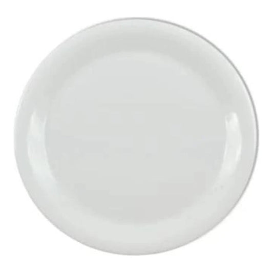 Thunder Group Narrow Rim Plate 12/Pcs embodies the look of ceramic tableware but is much more durable and affordable. This narrow rim round plate is of shatter resistant quality. It is constructed out of a heavy-duty commercial weight melamine, surpassing the restaurant and health safety standards. The plain design with a narrow rim and saturated white color make this melamine plate suitable for a variety of occasions and all kinds of establishments. 