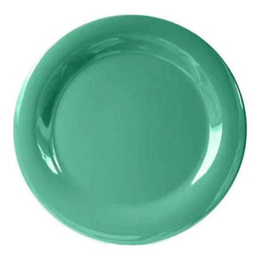 Thunder Group Narrow Rim Plate 12/Pcs embodies the look of ceramic tableware but is much more durable and affordable. This narrow rim round plate is of shatter resistant quality. It is constructed out of a heavy-duty commercial weight melamine, surpassing the restaurant and health safety standards. The plain design with a narrow rim and saturated green color make this melamine plate suitable for a variety of occasions and all kinds of establishments. 