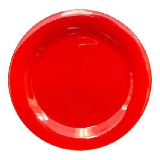Thunder Group Narrow Rim Plate 12/Pcs embodies the look of ceramic tableware but is much more durable and affordable. This narrow rim round plate is of shatter resistant quality. It is constructed out of a heavy-duty commercial weight melamine, surpassing the restaurant and health safety standards. The plain design with a narrow rim and saturated pure red color make this melamine plate suitable for a variety of occasions and all kinds of establishments.