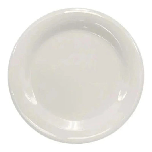 Thunder Group Narrow Rim Plate 12/Pcs embodies the look of ceramic tableware but is much more durable and affordable. This narrow rim round plate is of shatter resistant quality. It is constructed out of a heavy-duty commercial weight melamine, surpassing the restaurant and health safety standards. The plain design with a narrow rim and saturated ivory color make this melamine plate suitable for a variety of occasions and all kinds of establishments. 