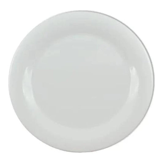 Thunder Group Narrow Rim Plate 12/Pcs embodies the look of ceramic tableware but is much more durable and affordable. This narrow rim round plate is of shatter resistant quality. It is constructed out of a heavy-duty commercial weight melamine, surpassing the restaurant and health safety standards. The plain design with a narrow rim and saturated white color make this melamine plate suitable for a variety of occasions and all kinds of establishments. 