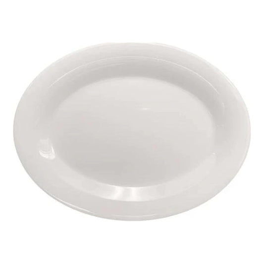 Thunder Group Platter 12/Pcs is a traditional-looking durable tableware. It is made of melamine, a popular material among professional food-services. Such ivory oval platter goes well with any interior design. There are 7 colors in the Western collection. This platter will help you serve different entrees, meats or bakery products. It is break and heat resistant, dishwasher safe. Non-toxic, NSF approved. Not for use in a microwave.