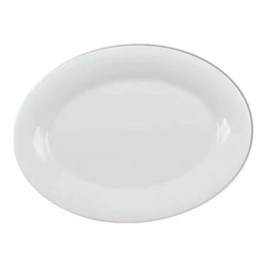 Thunder Group Platter 12/Pcs is a traditional-looking durable tableware. It is made of melamine, a popular material among professional food-services. Such white oval platter goes well with any interior design. There are 7 colors in the Western collection. This platter will help you serve different entrees, meats or bakery products. It is break and heat resistant, dishwasher safe. Non-toxic, NSF approved. Not for use in a microwave.