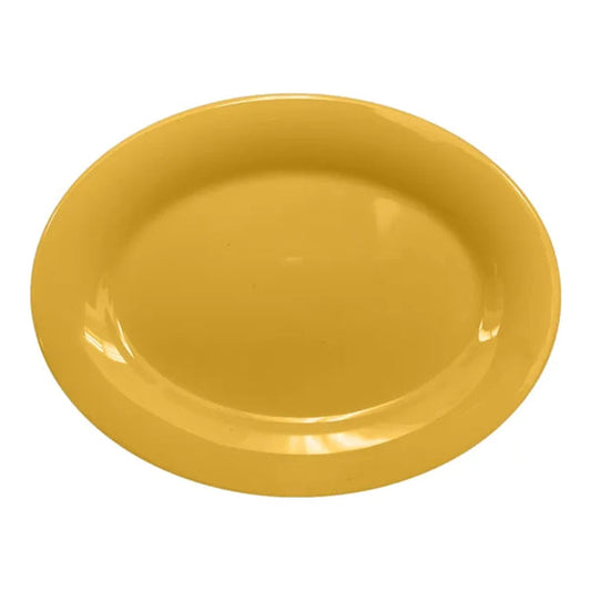 Thunder Group Platter 12/Pcs is a traditional-looking durable tableware. It is made of melamine, a popular material among professional food-services. Such yellow oval platter goes well with any interior design. There are 7 colors in the Western collection. This platter will help you serve different entrees, meats or bakery products. It is break and heat resistant, dishwasher safe. Non-toxic, NSF approved. 
