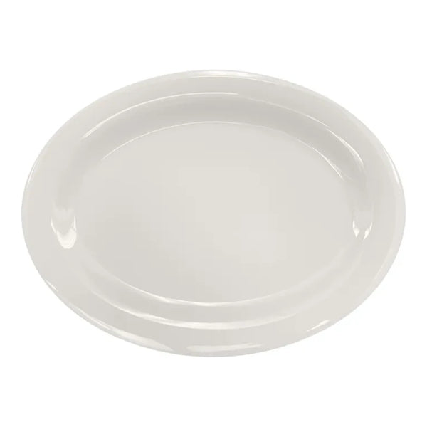 Thunder Group Platter 12/Pcs is a traditional-looking durable tableware. It is made of melamine, a popular material among professional food-services. Such ivory oval platter goes well with any interior design. There are 7 colors in the Western collection. This platter will help you serve different entrees, meats or bakery products. It is break and heat resistant, dishwasher safe. Non-toxic, NSF approved. Not for use in a microwave.