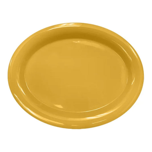 Thunder Group Platter 6/Pcs is a traditional-looking durable tableware. It is made of melamine, a popular material among professional food-services. Such yellow oval platter goes well with any interior design. There are 7 colors in the Western collection. This platter will help you serve different entrees, meats or bakery products. It is break and heat resistant, dishwasher safe. Non-toxic, NSF approved. Not for use in a microwave.