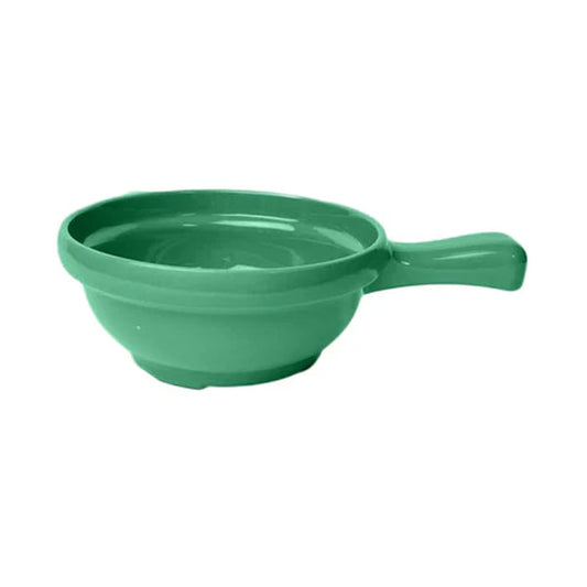 Thunder Group Soup Bowl With Handle 12/Pcs is made for soups, stews, and other liquids. It features a handle that provides a safe serving of hot foods. But you can serve cold liquids as well. Or even sliced fruit. The number of ways you can use this handy bowl is limited only by your imagination. This soup bowl makes it ideal for use in any outdoor catering event, high volume restaurant, or food-serving facility. 