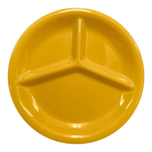 Thunder Group 3 Compartment Plate 12/Pcs is ideal for serving at a canteen, buffet, school, daycare center, long-term care facility, or catering events. Such plate design will help you to serve assorted snacks, complex portion-controlled meals, or for separating gravy/sauces. Melamine plate resists staining, scratching, breaking and chipping. This three-compartment plate is dishwasher safe and NSF listed.