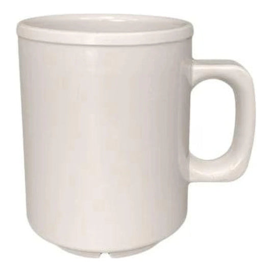 Thunder Group Mug 12/Pcs is a perfect choice for serving hot and cold beverages like coffee, tea, and other drinks. It can withstand high temperatures and has a convenient handle. Made of durable melamine this mug may be an alternative to disposable drinkware in your cafe. It is stain- and scratch-resistant, easy to wash in a dishwasher. This 8 Oz mug is made for active daily wear. An affordable addition to any coffee shop or food service establishment.