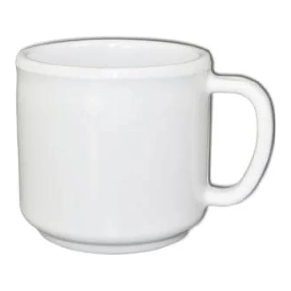Thunder Group Mug 12/Pcs has a convenient handle and a wide flat stable bottom which ensures its non-slip feature. Perfect choice for serving all kinds of beverages. It can withstand high temperatures and will not get scratched or chipped over time. Melamine is a very durable non-toxic material popular among many establishments. It is NSF approved, stain-resistant and can be placed in the dishwasher for quick cleaning. Not recommended for microwave.