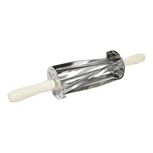 Thunder Group Croissant Dough Cutter can be used to easily cut precise, triangular shaped pieces dough for croissants. Built with stainless steel blades, this dough cutter is exceptionally sharp and easily rolls over the dough. Thanks to its durable construction, this dough cutter is rust resistant and will withstand commercial use. For added convenience, this croissant dough cutter has plastic handles that provide a comfortable grip.