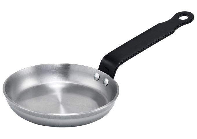 Winco CSPP-4 and CSPP-4E 4-3/4" Polished and Non Stick Carbon Steel (Spain) Blini Pan - Restaurant Kitchen, Buffet Stations, Catering Services and Hotel Banquet Halls