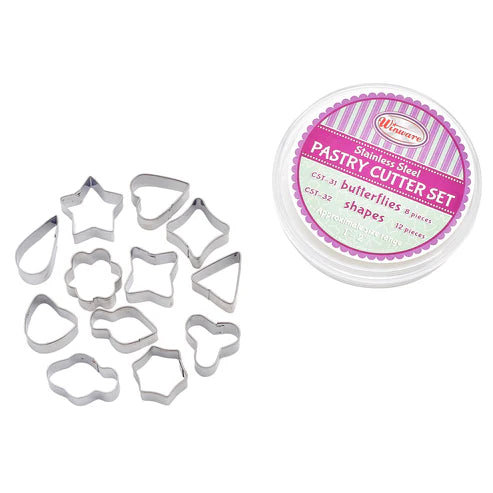 Winco CST-31 to CST-34, 52pc S/S Various Shapes, Cookie Cutter Sets