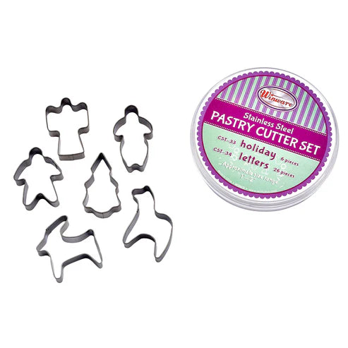 Winco CST-31 to CST-34, 52pc S/S Various Shapes, Cookie Cutter Sets