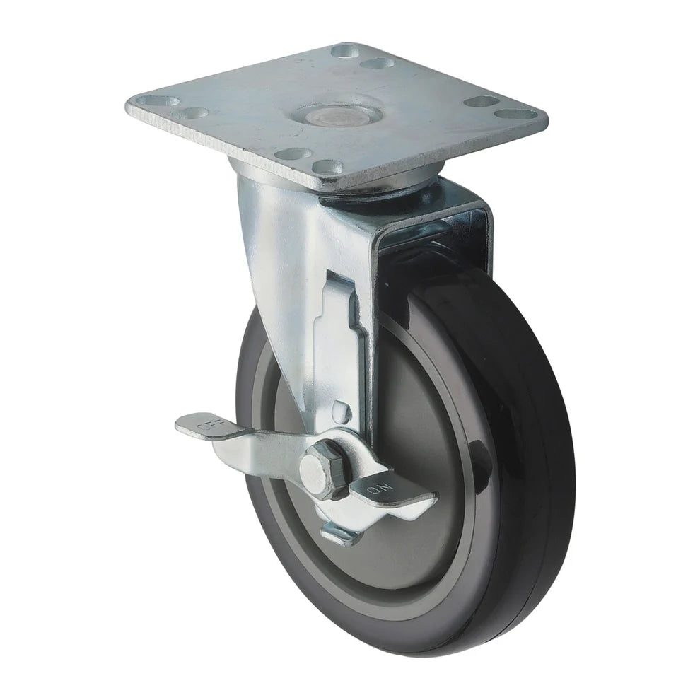Winco CT-33/33B, 5" Dia 3.5"x3.5" Plate, 2pcs Casters w/Brake