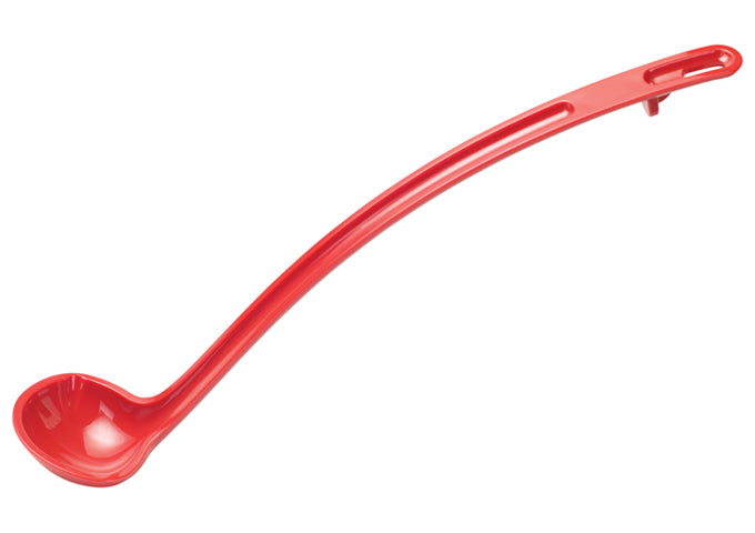 Winco CVLD-13C to CVLD-8R 8-1/2" to 13" 1oz Clear/Black/Red PC Curve Laddle