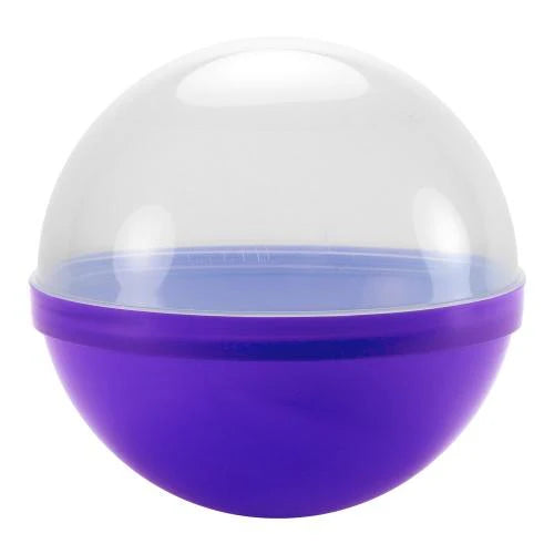 Colorful candy ball containers in blue, green, orange, purple, and red with a clear lid. Perfect for storing sweets, gumballs, and treats at parties, weddings, and candy buffets.