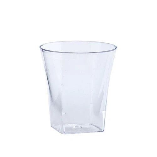 Clear 2oz flared tumbler with a stylish, durable design, ideal for serving shots, mini desserts, tastings, and appetizers at weddings, parties, and special events.