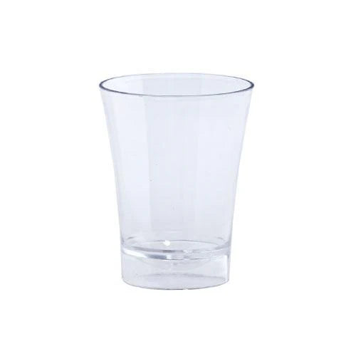Clear 2oz shot glass, ideal for whiskey, tequila, and vodka shots. Durable, shatter-resistant, and reusable, perfect for bars, weddings, parties, and events.