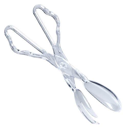 Clear Salad Tongs – Sturdy, lightweight plastic tongs for serving salads, pasta, and more at catering events, buffets, weddings, and parties. Durable, disposable, and perfect for any occasion.