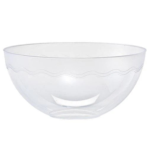 100oz Clear & Gold Plastic Bowl – Large, durable serving bowl for weddings, parties, and catering. Perfect for salads, pasta, and snacks. Elegant gold accents add sophistication to any event or celebration.