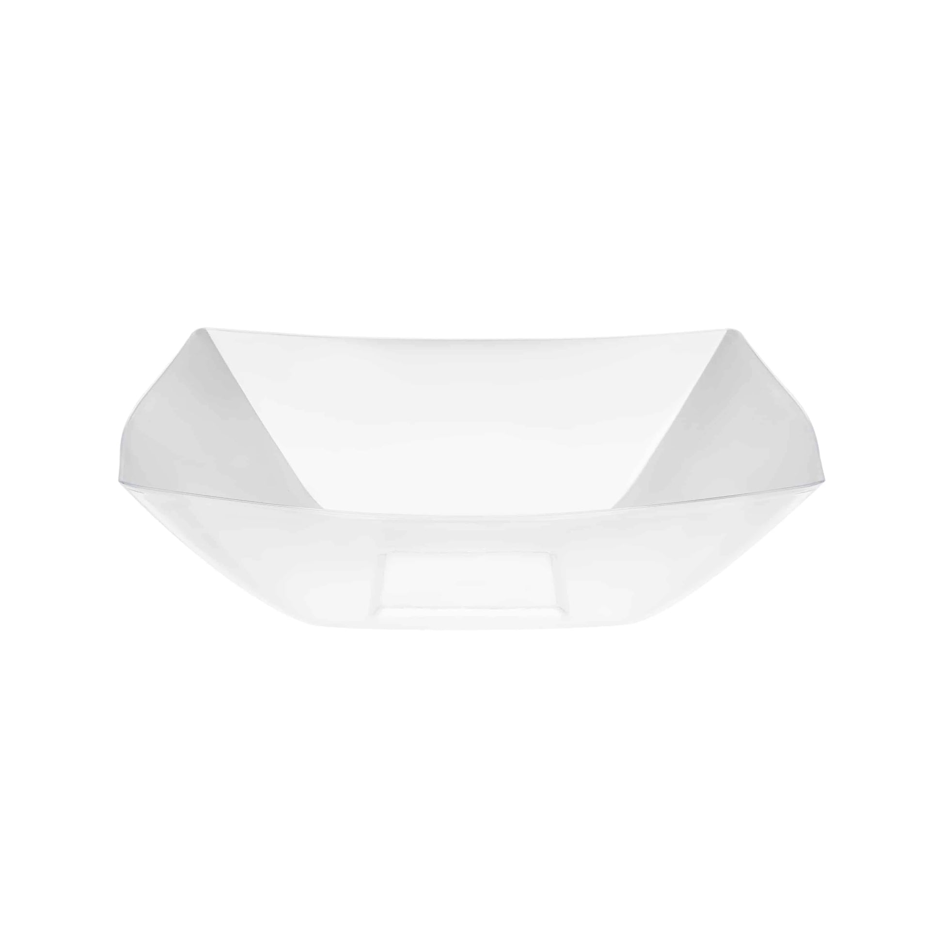 Elegant Fluted Square 34oz Bowl with stylish fluted edges, available in clear and pearl finishes, perfect for serving large portions of salads, snacks, or main dishes.