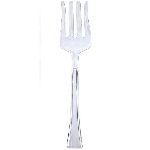 Durable and elegant Clear, Pearl, and Black salad fork for serving greens, fruits, and sides at weddings, events, or casual dining settings.