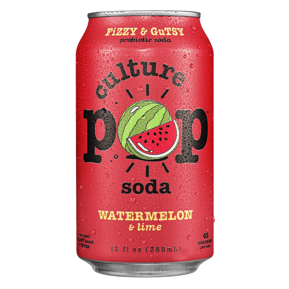 12oz Culture Pop Watermelon & Lime Fizzy & Gutsy Probiotic Soda Drink