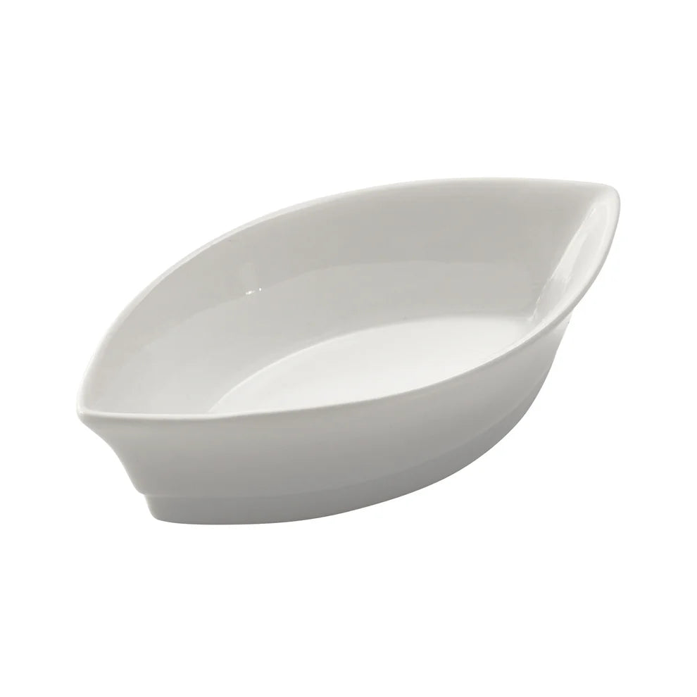 Winco DBS-2, 2oz White, 4 Doz/Case Porcelain Boat Shape Specialty Dish
