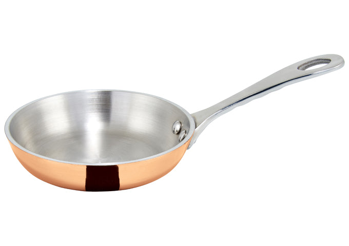 Winco DCFP-4C 50z 4" Copper Plated Mini Fry Pan - Restaurant Kitchen, Buffet Stations, Catering Services and Hotel Banquet Halls