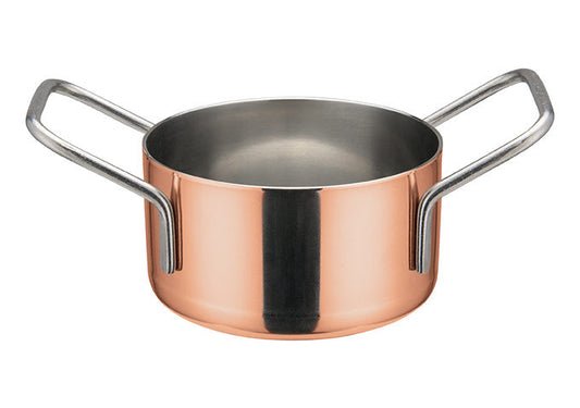Winco DCWE-202C to DCWE-205C 3-1/8"Dia x 1-3/4"H to 4-3/4"Dia x 3"H Copper Plated Mini Casserole - Restaurant Kitchen, Buffet Stations, Catering Services and Hotel Banquet Halls