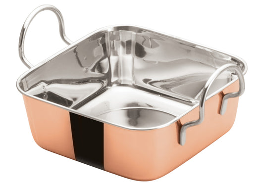 Winco DDSB-101S to 203C 4-1/2" to 5-3/4"x 3-3/4" Copper Plated Mini Roasting Pan