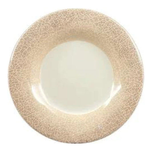 Thunder Group Wide Rim Dinner Plate 12/Pcs is a piece of durable tableware. This wide rim round plate has a presentation of ceramics and break-resistant structure of melamine. You can use it to serve all kind of dishes such as appetizers, entrees, desserts, and more. It is affordable and easy-to-use. The Jazz collection has a vintage and elegant appearance. All Western Lotus tableware features creamy color and beige pattern made to resemble cracked edge of the ceramics. 