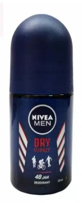 Nivea Men Roll-On Dry Impact, 50 ml, deodorant with long-lasting sweat and odor protection for dry, fresh underarms.