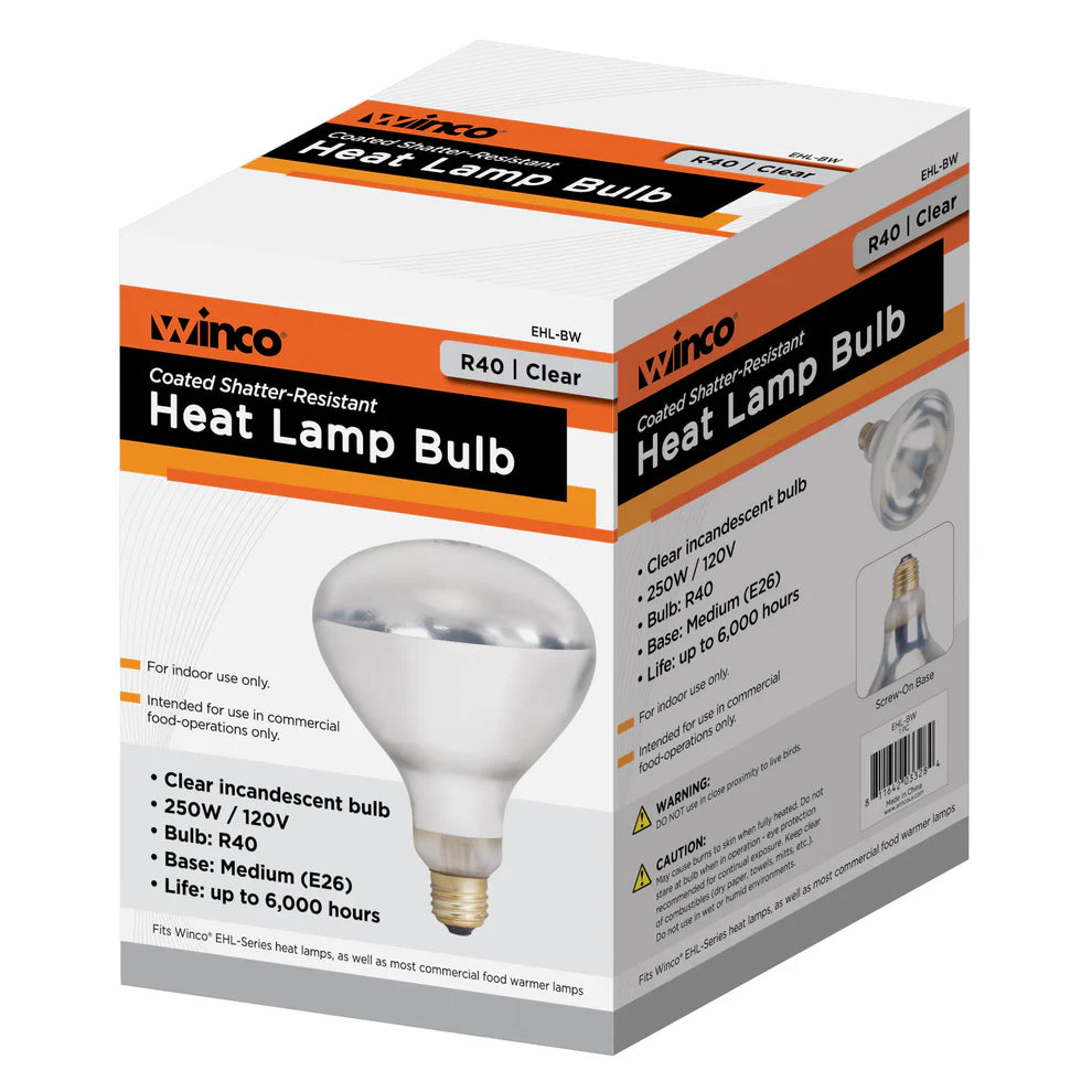 Winco EHL-BR/BW, 250W Red and White Shatter-Resistant Bulb