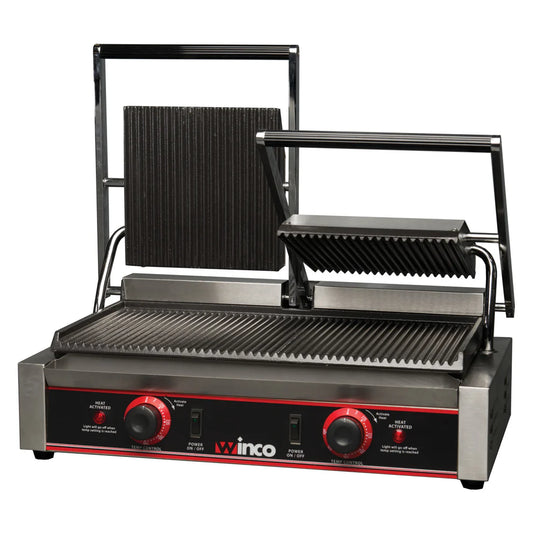 Winco EPG-1C/2, 14" & 9" Ribbed Single & Double Panini Grill