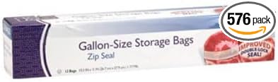clear gallon size plastic zip seal storage bag for food and freezer use