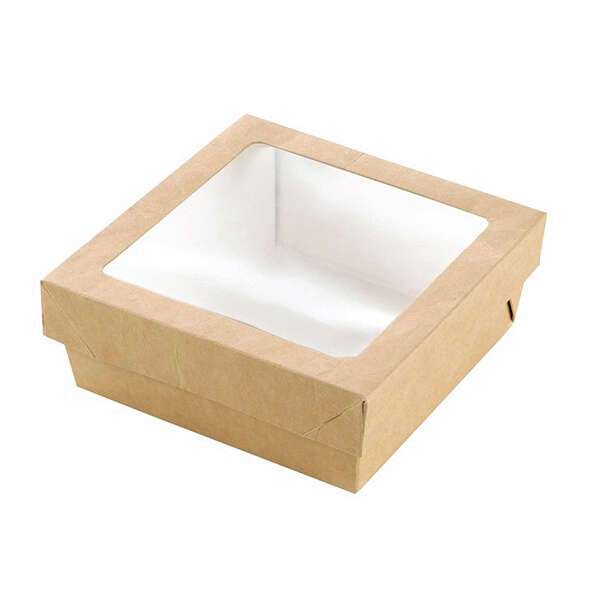 5.5x5.45x2 Inches Kraft Brown Bakery Pastry Box with Clear Window