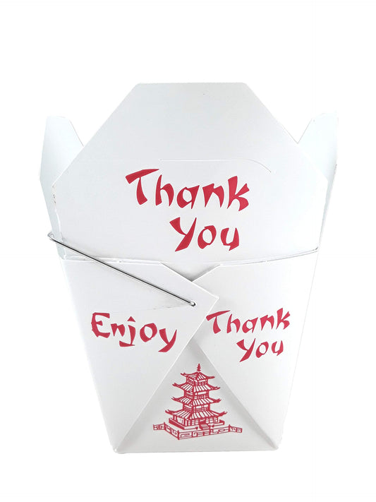 White Style Asian Food Paper Take Out Boxes 16oz or 32oz