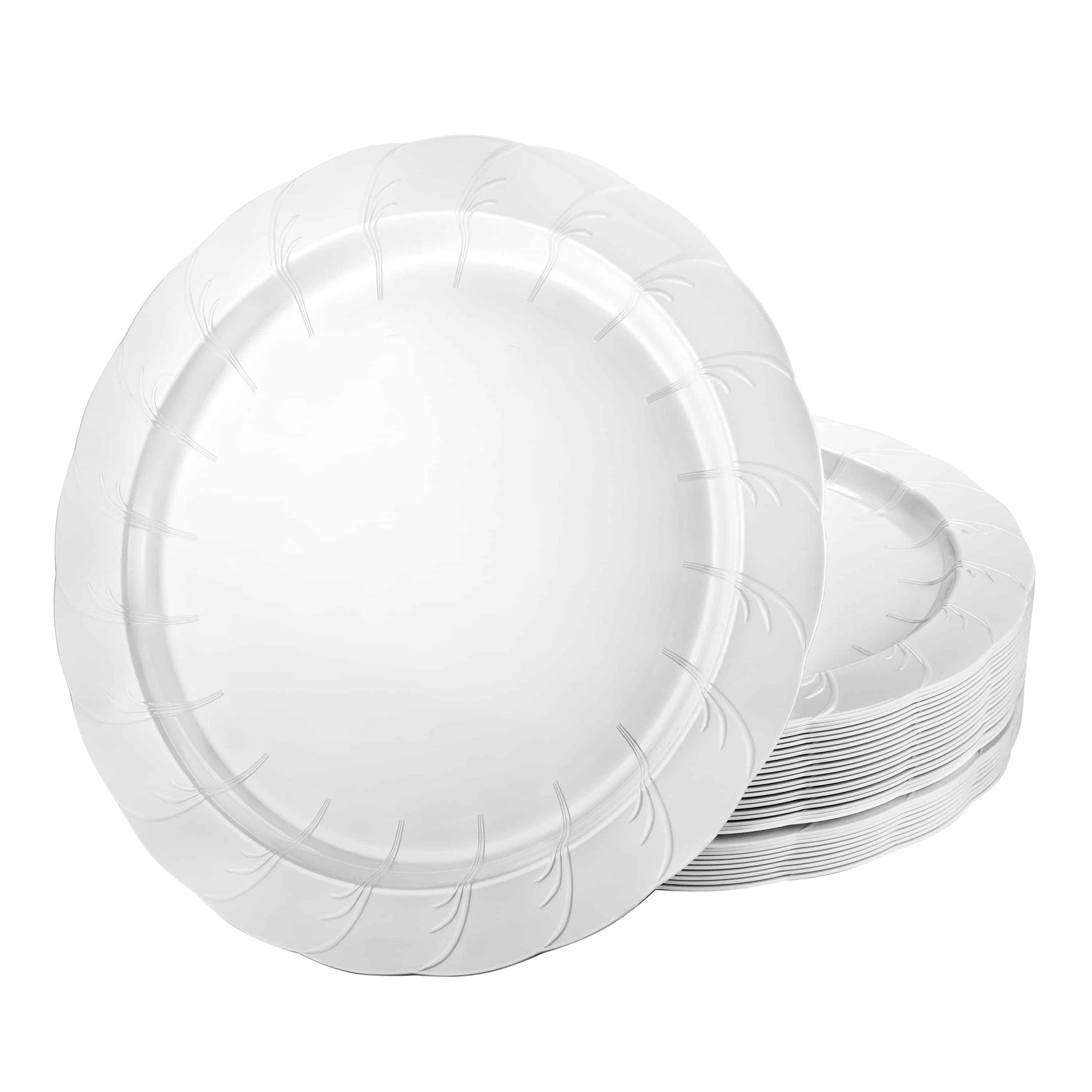 Elegance Pearl Plates available in 9-inch and 10.25-inch sizes, featuring a luxurious pearl finish for elegant dining presentations at formal events and everyday meals.